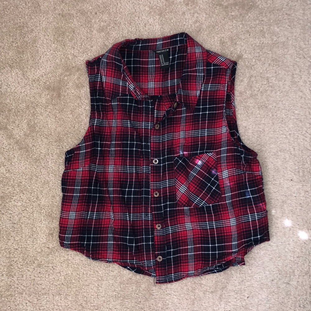 Flannel crop vest